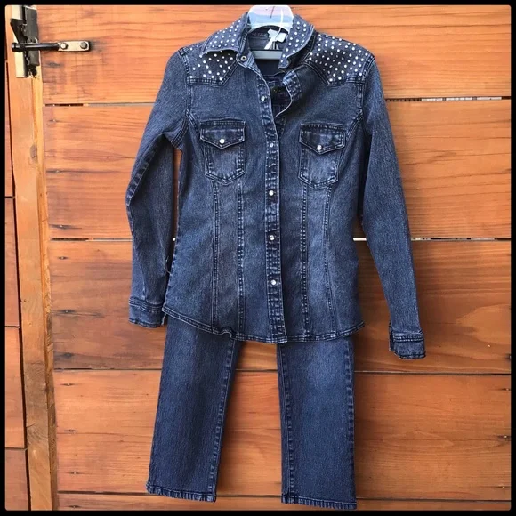 DG2 Diane Gilman Vintage Rhinestone Jean Jacket S - Picture 8 of 8